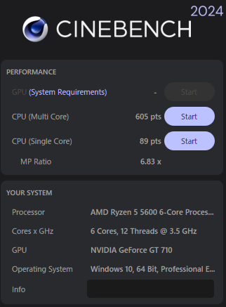 CINEBENCH Ryzen 5 5600 スコア